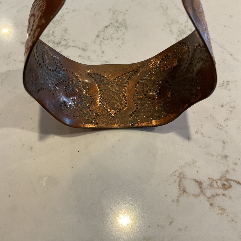 Embossed Large Copper Cuff Bracelet - image 2